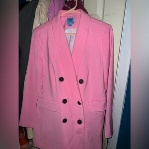 🌸Cece Pink Oversized Long Double Breasted Blazer 🌸
